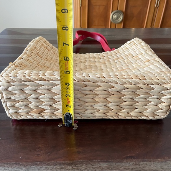 American Flag straw tote bag denim interior - Picture 4 of 8